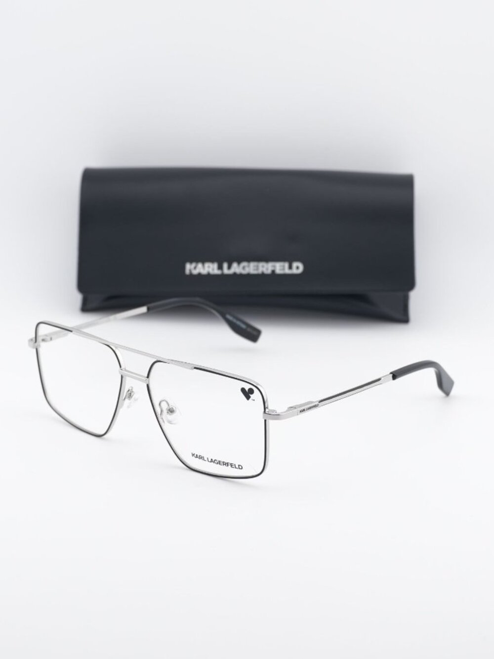 Karl Lagerfeld KL357 N 044 Aviator 56mm Eyeglasses - Black / Silver